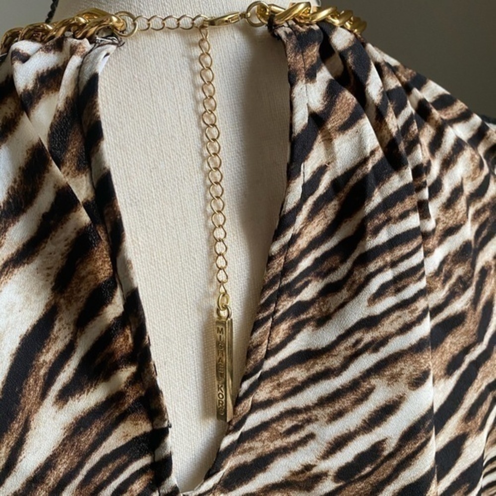 NWT Michael Kors Cold-Shoulder Animal Print Blouse - Picture 5 of 7